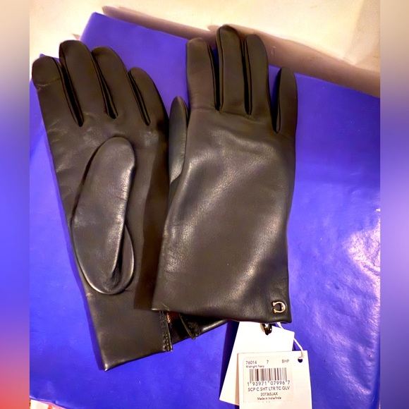 Coach Leather Women’s Gloves - Midnight Navy - Size 7 - NWT - Picture 1 of 2